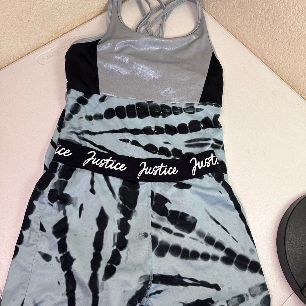 Justice Black and Gray Tie-Dye Activewear
